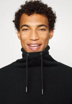 Pier One STRUCTURE BLOCK HIGH COLLAR - Strickjacke - Black -Herrenbekleidung Rabatte 8ae538afff544777a63a44071114fc02